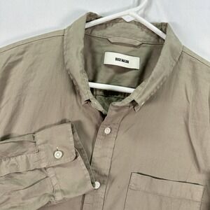 Buck Mason Shirt Mens Large Beige Long Sleeve Button Down Cotton Casual